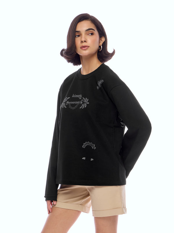 SWEATSHIRT DESS-BLCK [UNISEX]