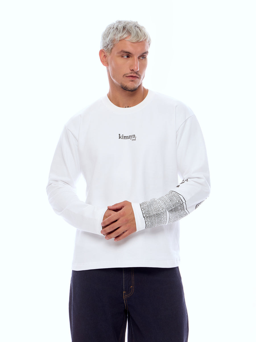 SWEATSHIRT ONEHND-WHT [UNISEX]