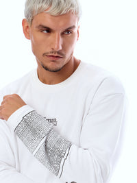 SWEATSHIRT ONEHND-WHT [UNISEX]