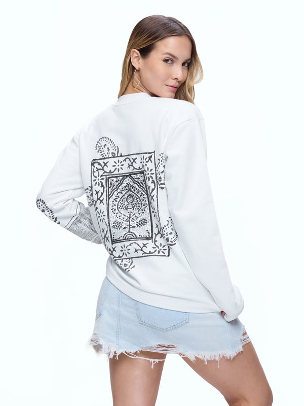 SWEATSHIRT ONEHND-WHT [UNISEX]