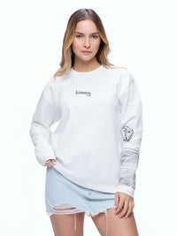 SWEATSHIRT ONEHND-WHT [UNISEX]