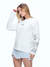 SWEATSHIRT ONEHND-WHT [UNISEX]